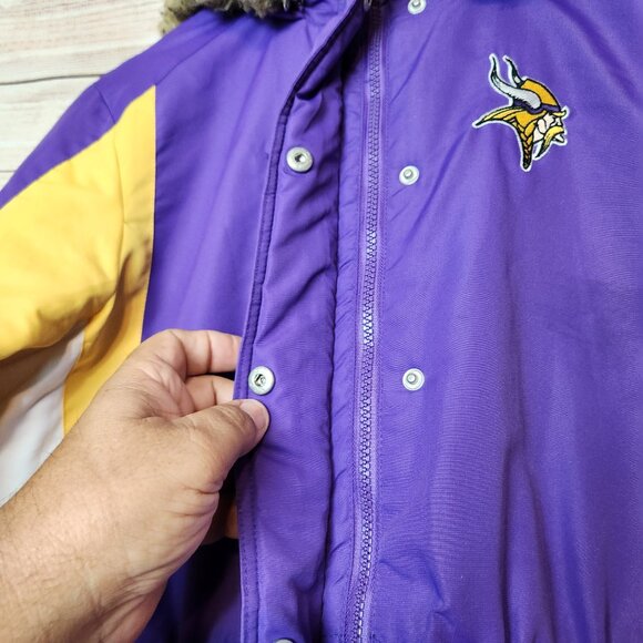 NFL Team Apparel Women's S Fuzzy Hoodie Full Zip Minnesota Vikings Quilted Inner - Picture 4 of 16